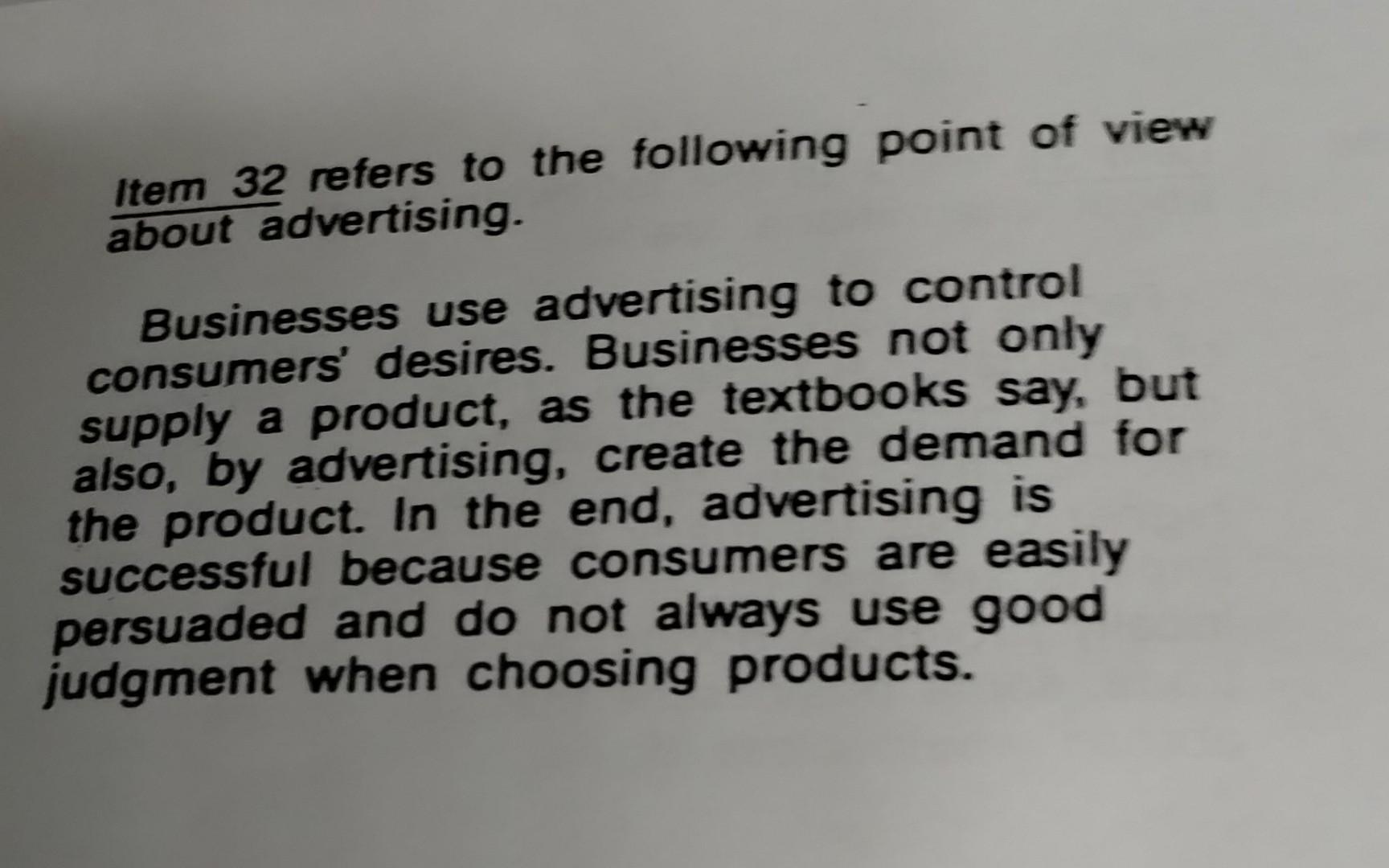Item 32 refers to the following point of view about | Chegg.com