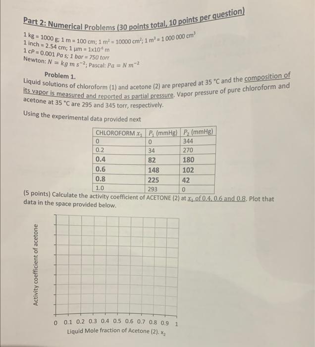 Solved Part 2: Numerical Problems ( 30 points total, 10 | Chegg.com