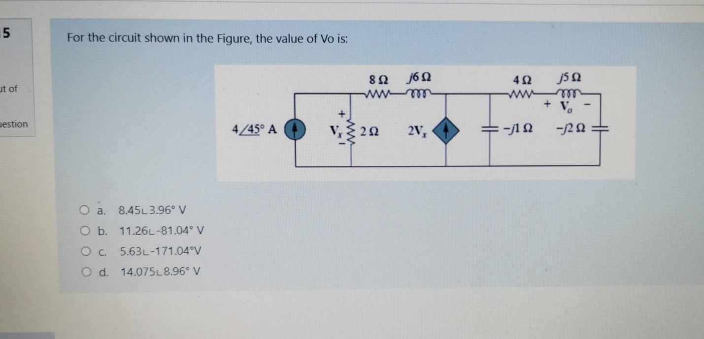Solved 15 For the circuit shown in the Figure, the value of | Chegg.com