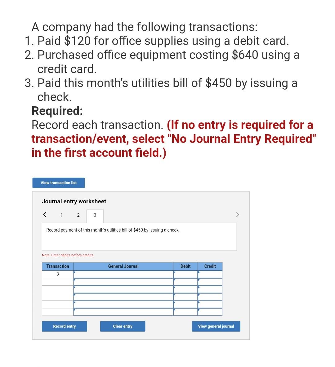 Solved A company had the following transactions: 1. Paid | Chegg.com