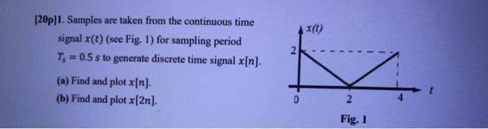 Solved 2 [20p]1. Samples are taken from the continuous time | Chegg.com