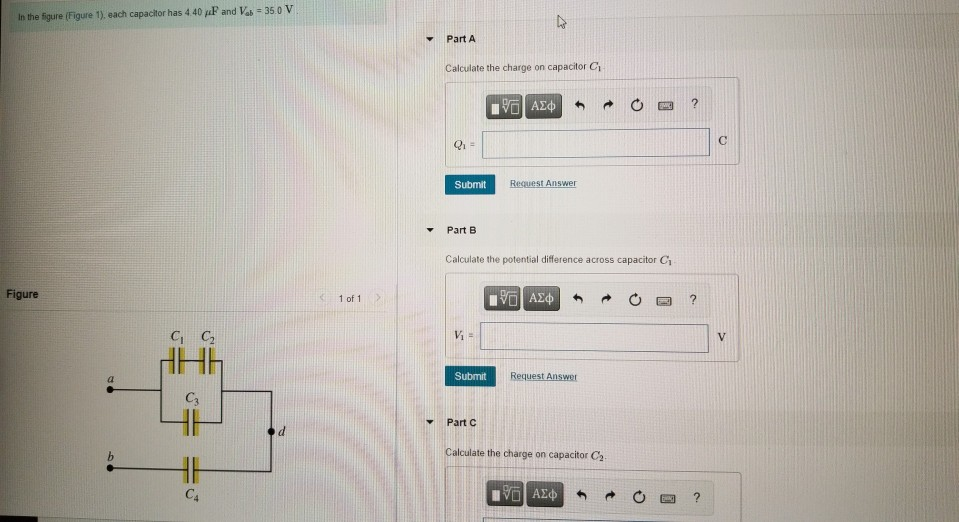 Solved In The Figure Figure 1 Each Capacitor Has 4 40 Chegg Com