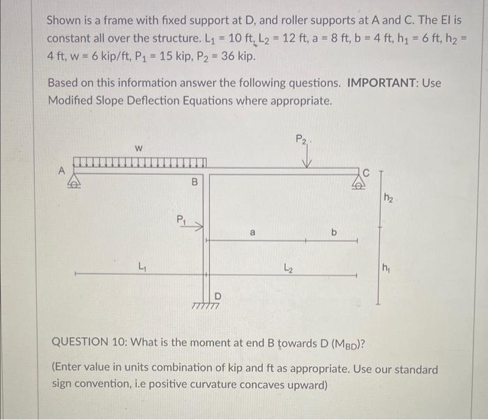 Solved Shown is a frame with fixed support at D, and roller | Chegg.com