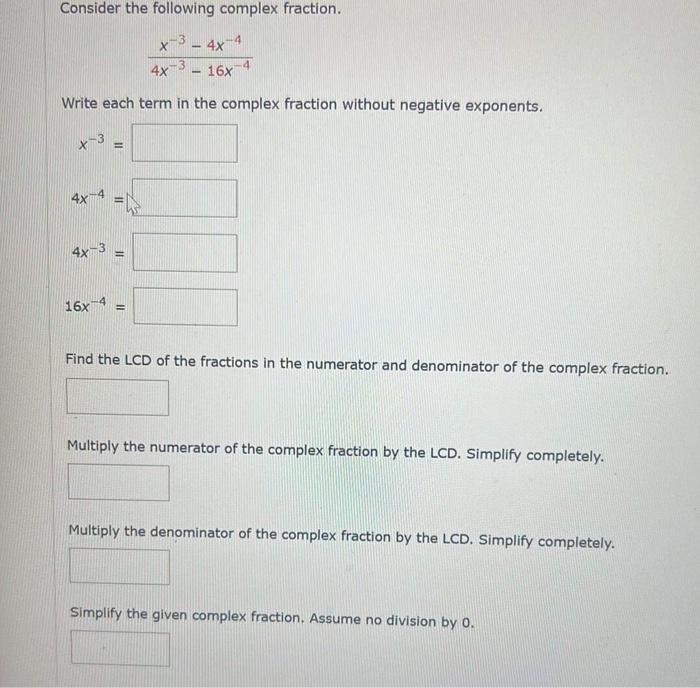 Solved Consider the following complex fraction. | Chegg.com