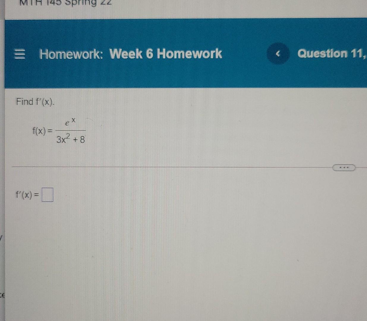 Solved MTH 145 Spring 22 = Homework: Week 6 Homework | Chegg.com