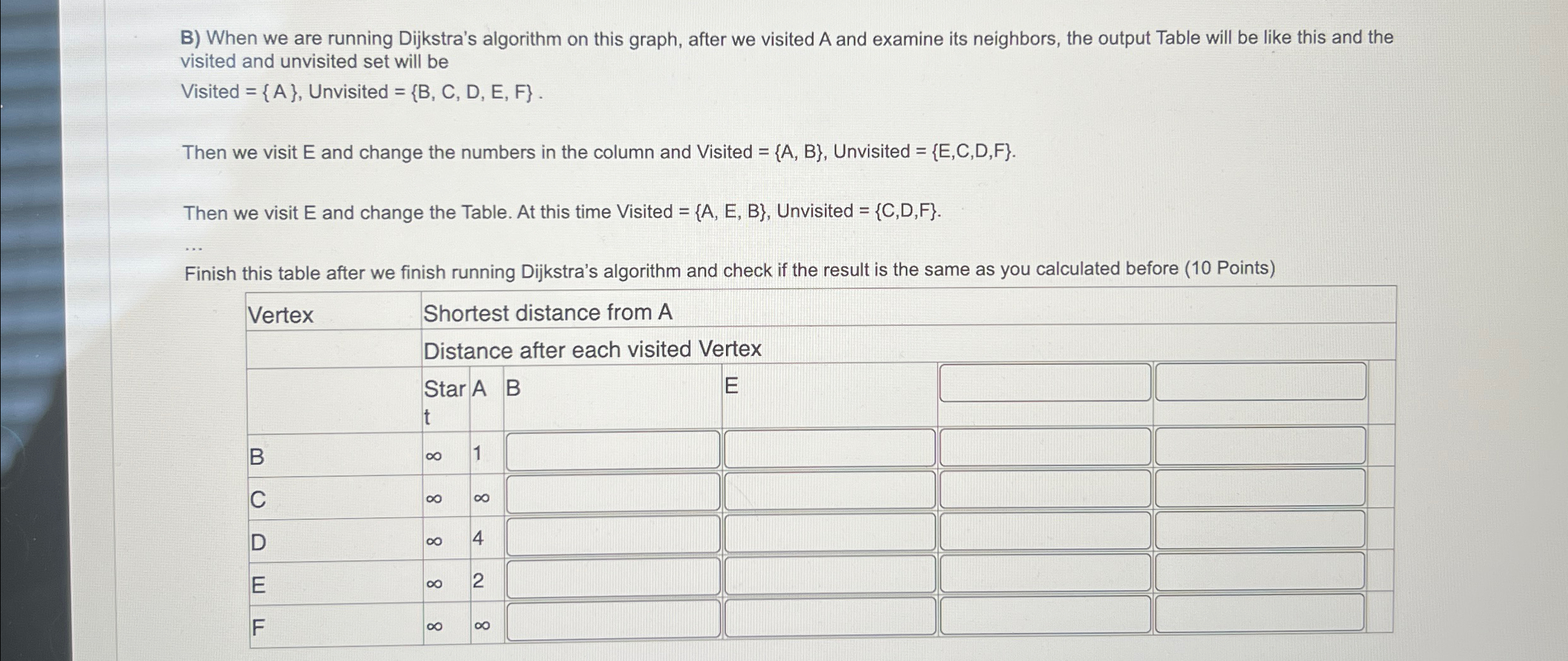 Solved B) ﻿When we are running Dijkstra's algorithm on this | Chegg.com