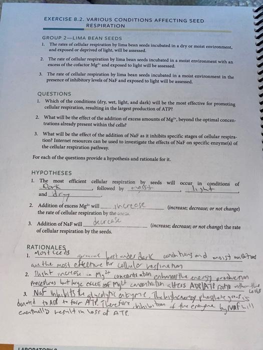 Exercise 8 2 Various Conditions Affecting Seed Re Chegg Com