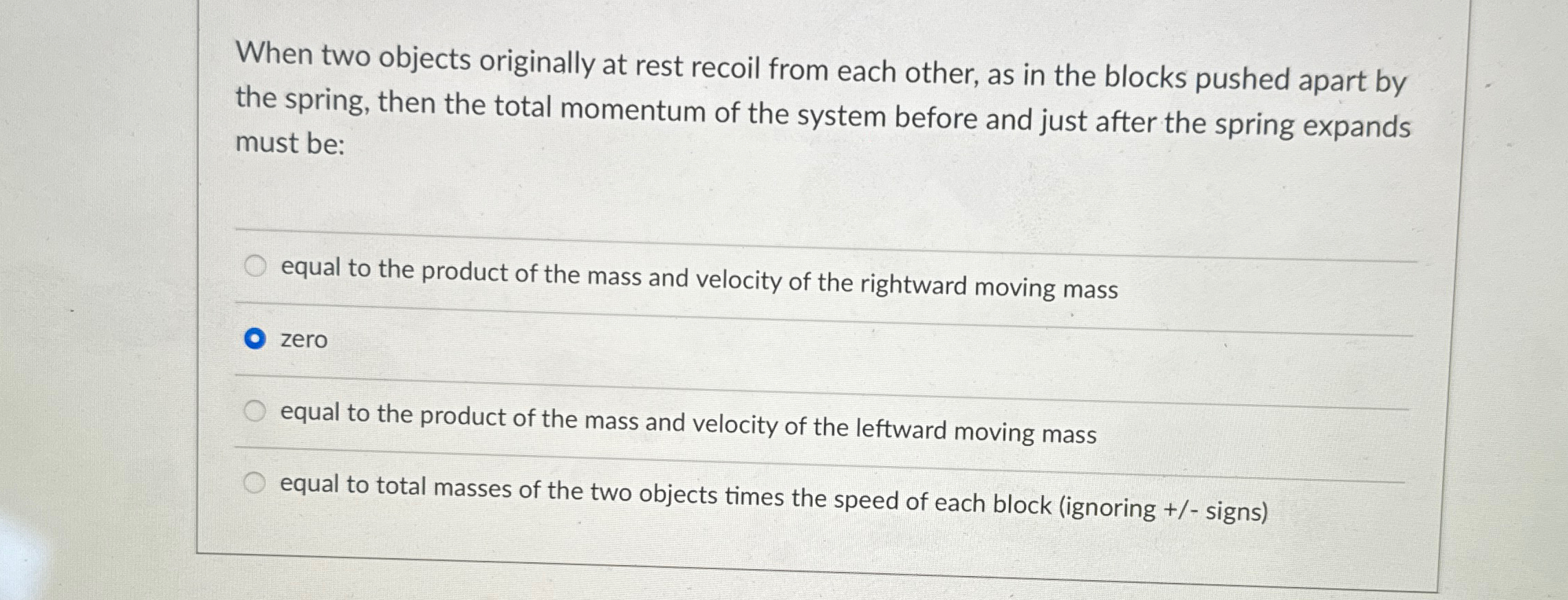 Solved When two objects originally at rest recoil from each | Chegg.com
