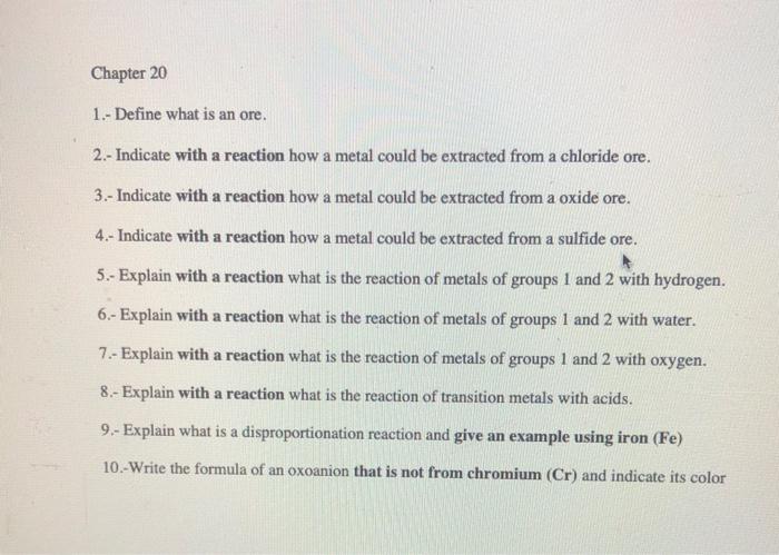 Solved 1.- Define what is an ore. 2.- Indicate with a | Chegg.com