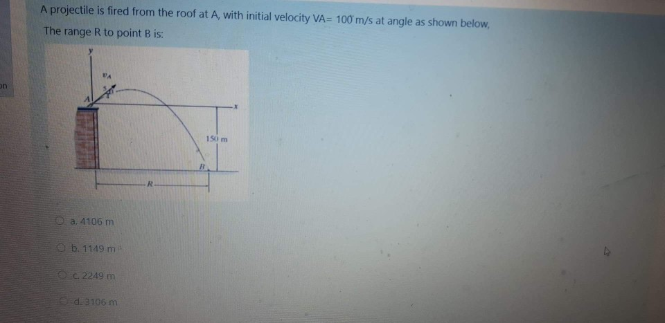 Solved A projectile is fired from the roof at A, with | Chegg.com