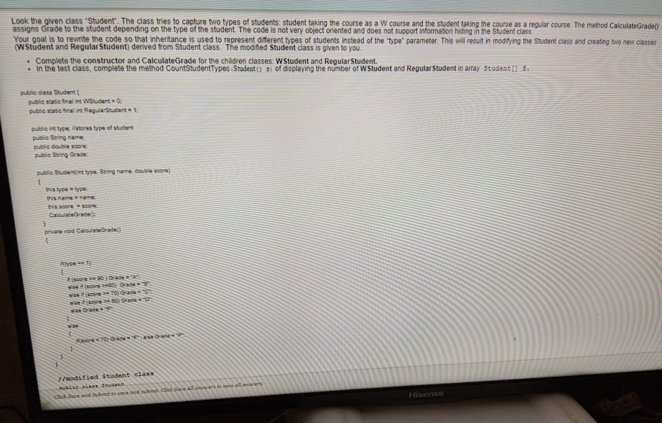 Solved Look the given class 'Student". The class tries to | Chegg.com