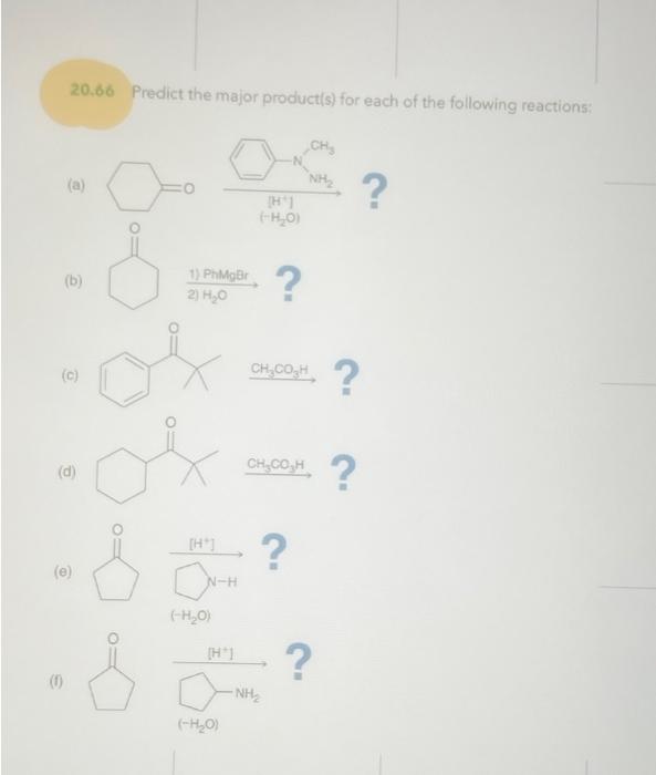 Solved 20.66 Predict The Major Product(s) For Each Of The | Chegg.com