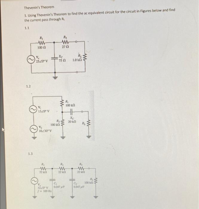 Solved Thevenin's Theorem 1. Using Thevenin's Theorem To | Chegg.com