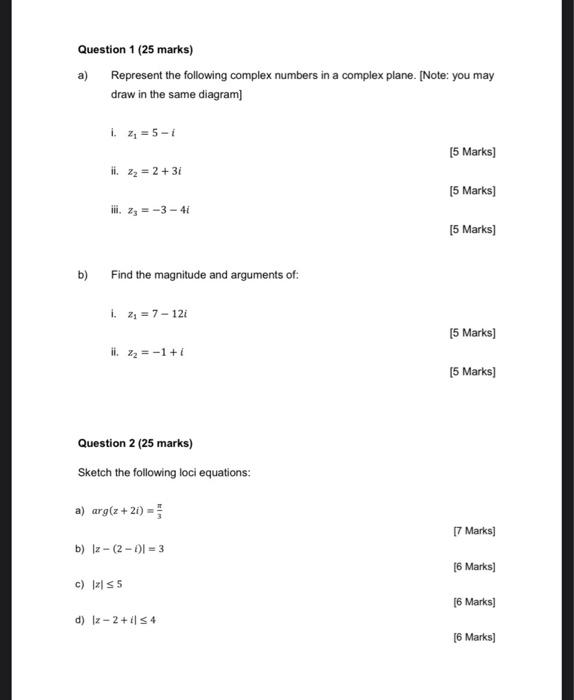 a) Represent the following complex numbers in a | Chegg.com