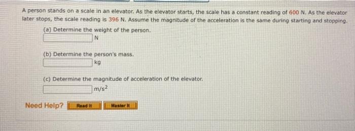 Solved A person stands on a scale in an elevator. As the | Chegg.com