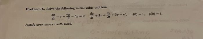 Solved Problem 5. Solve the following initial value problem | Chegg.com