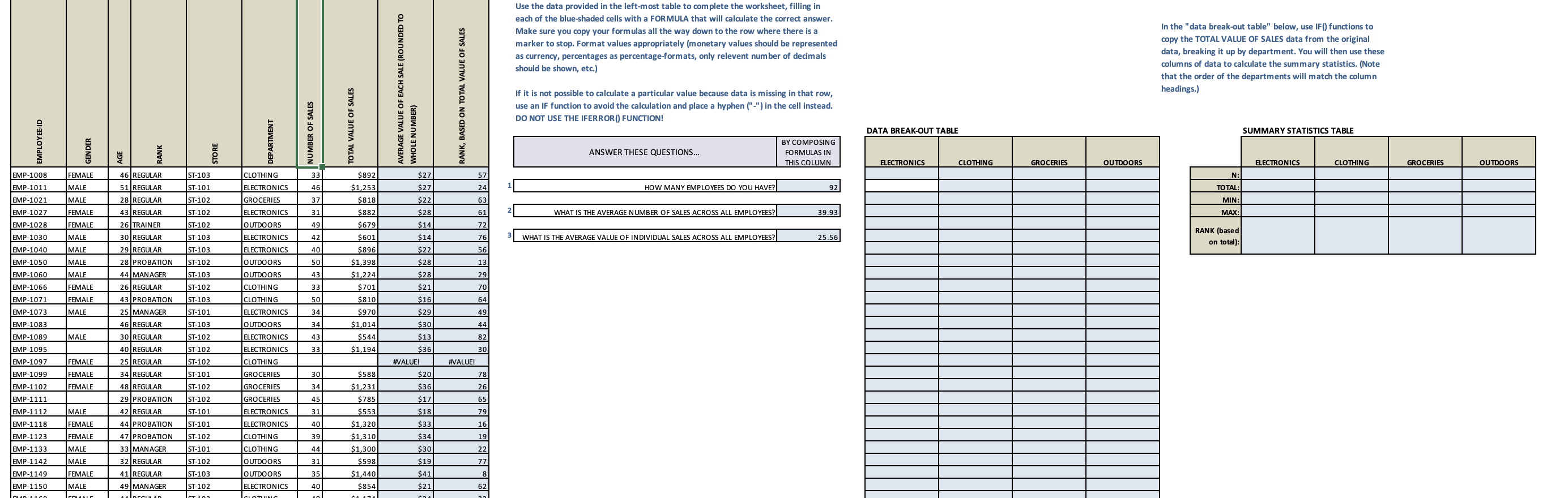 Solved Use the data provided in the left-most table to | Chegg.com