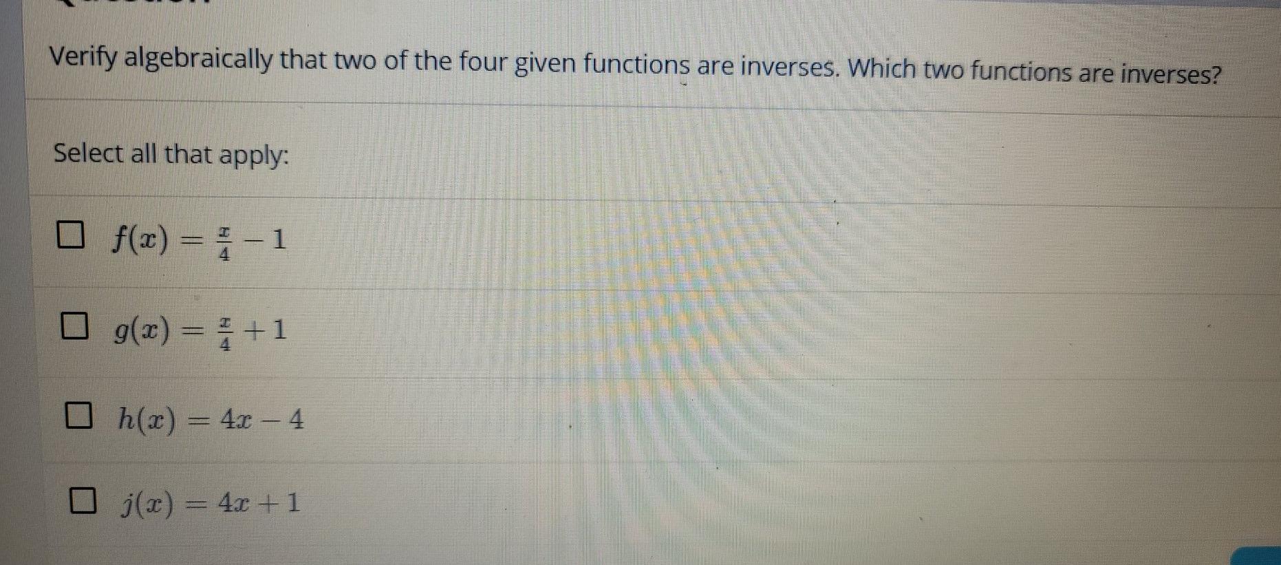 Solved Verify algebraically that two of the four given | Chegg.com