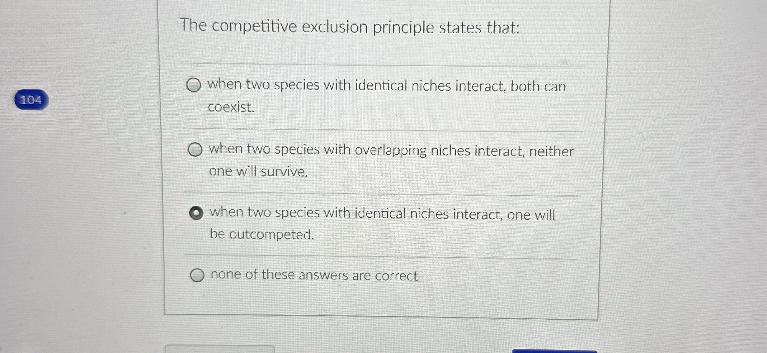 Solved The competitive exclusion principle states | Chegg.com