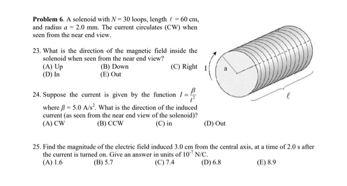 Solved Problem 6 A Solenoid With N 30 Loops Length 60 Chegg Com