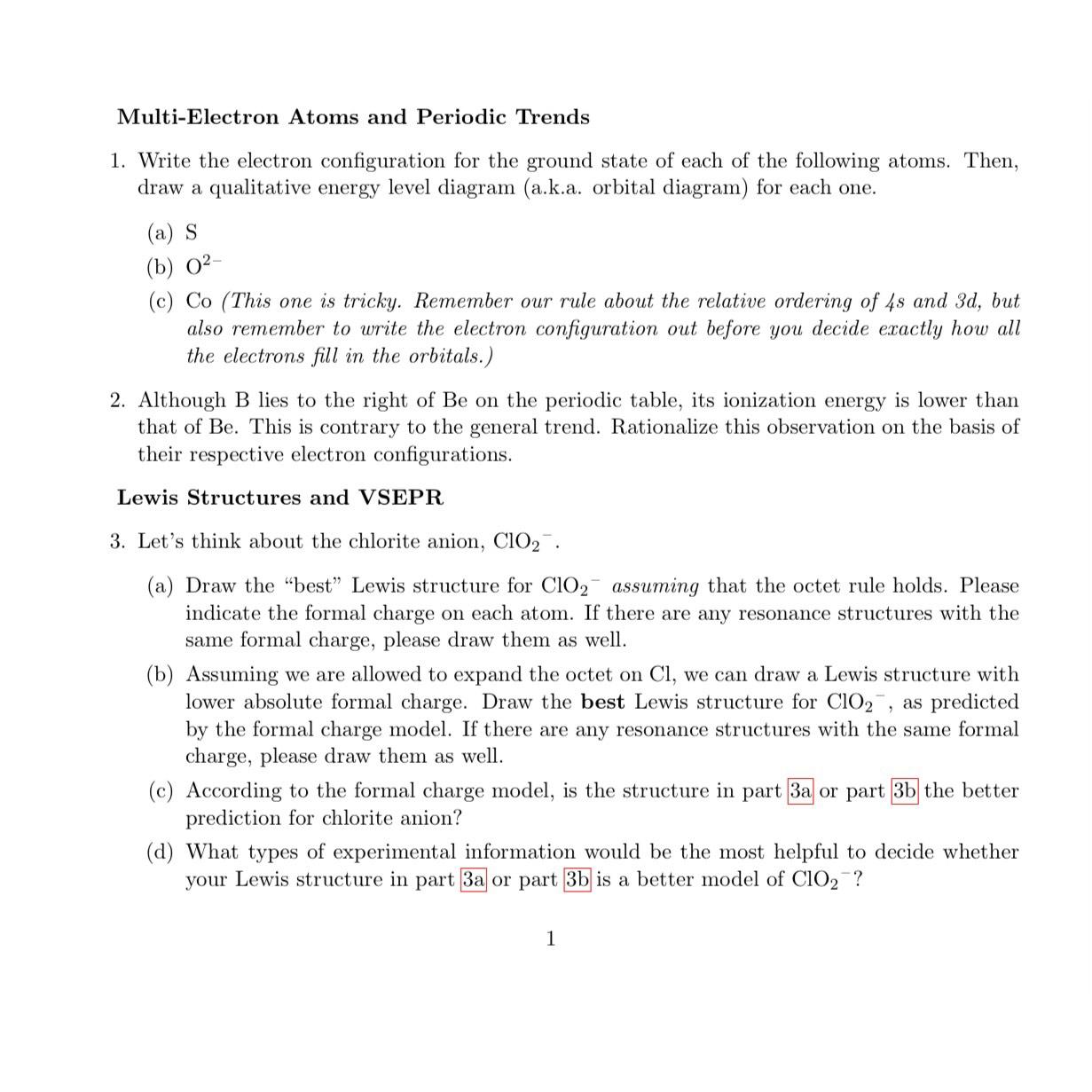 Solved Multi-Electron Atoms and Periodic TrendsWrite the | Chegg.com