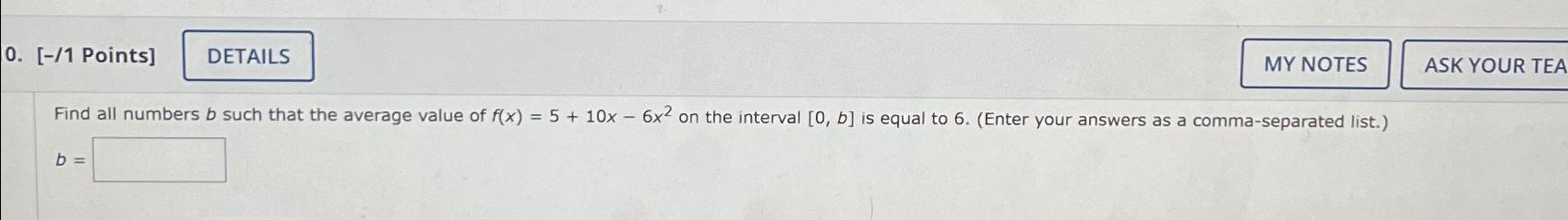 Solved [-/1 ﻿Points]Find All Numbers B ﻿such That The | Chegg.com