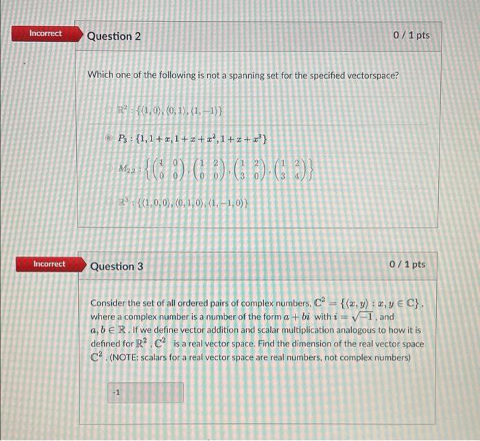 Solved 0.33/1 pts Partial Question 2 The set of 2 x 2 | Chegg.com