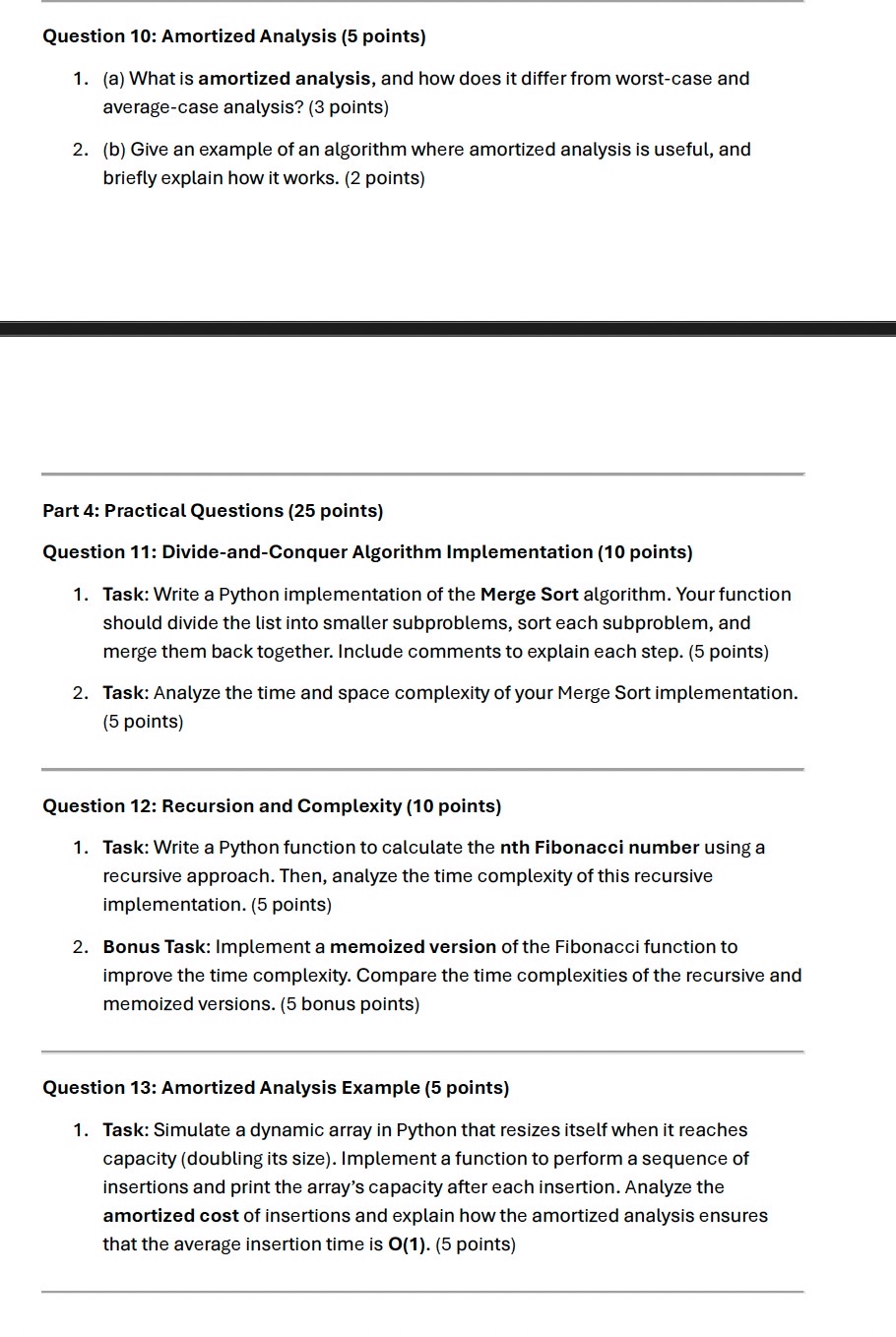 Solved Question 10: Amortized Analysis (5 ﻿points)(a) ﻿What | Chegg.com
