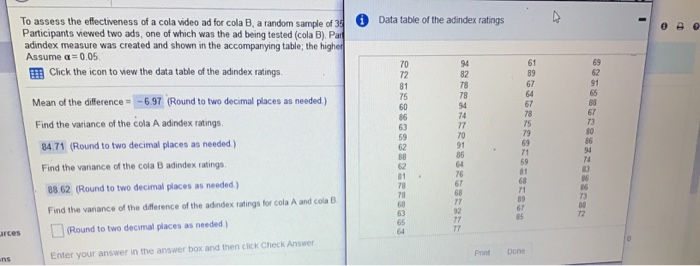 Solved I also need to know the variance of difference for | Chegg.com