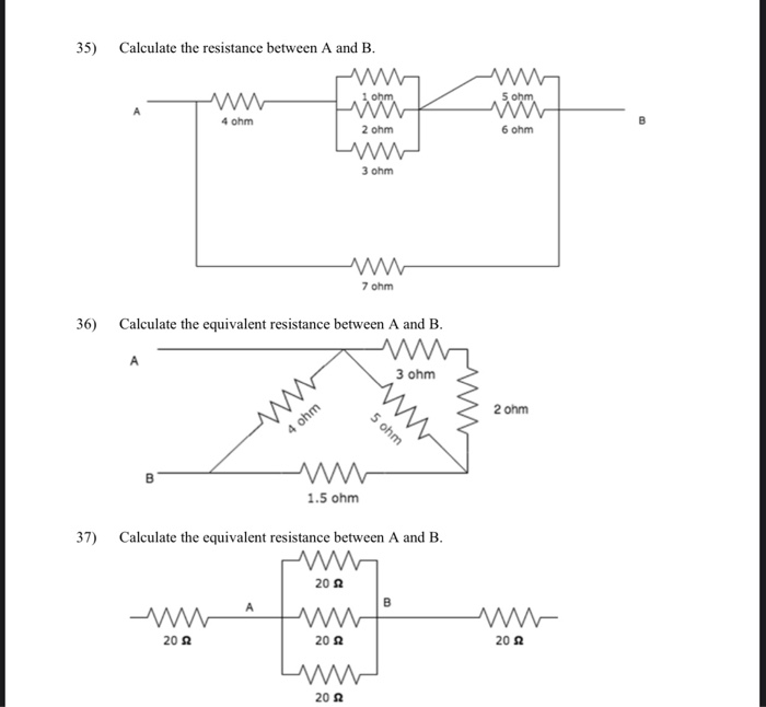 Solved 35) Calculate The Resistance Between A And B. Ohm 5 | Chegg.com