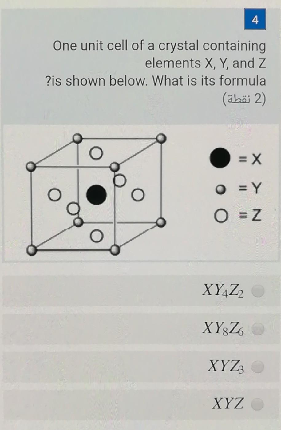 Solved 4 One unit cell of a crystal containing elements X, | Chegg.com