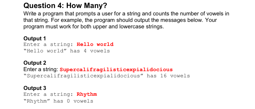 Solved in java, Question 4: How Many?Write a program that | Chegg.com
