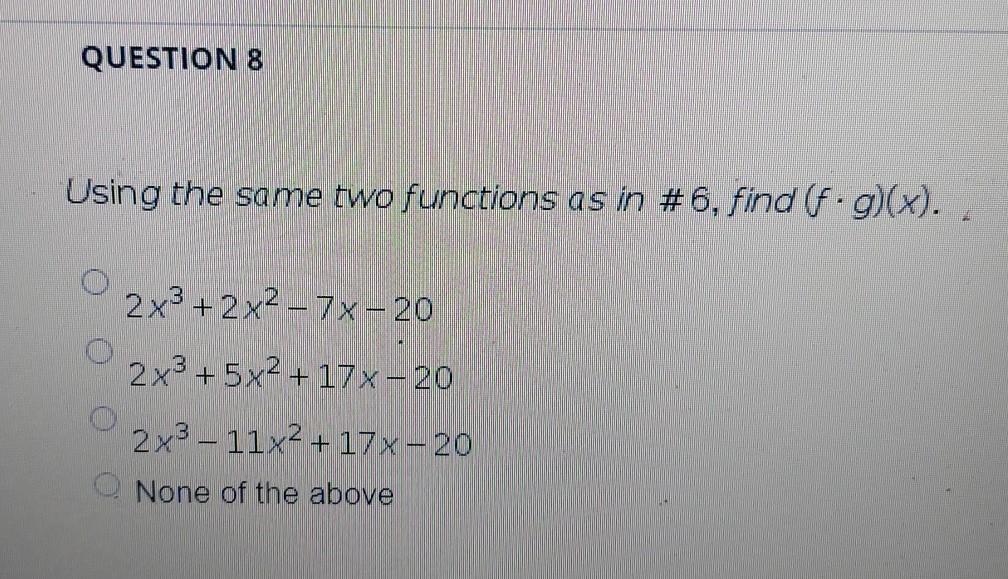 Solved Question 6 Given F X 2x2 3x 5 And G X X 4