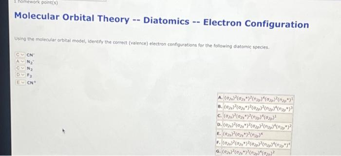 Solved Using the molecular orbital model, identify the | Chegg.com