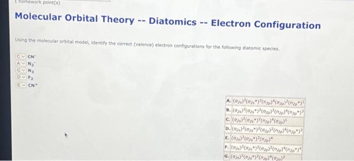 Solved Using The Molecular Orbital Model Identify The Chegg Com