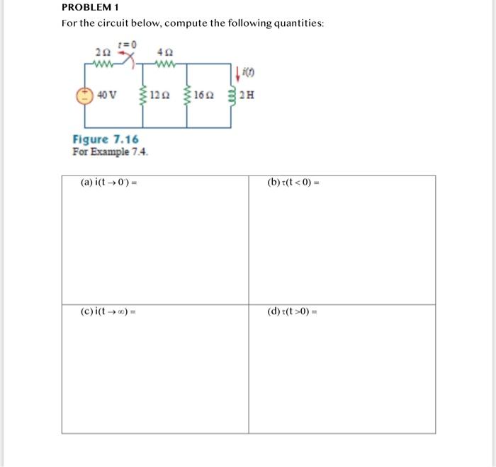 Solved PROBLEM 1 For The Circuit Below, Compute The | Chegg.com