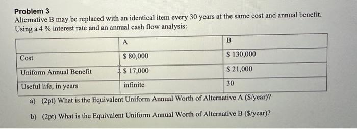 Solved Problem 3 Alternative B May Be Replaced With An | Chegg.com