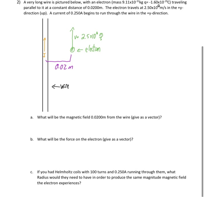 Solved 2) A very long wire is pictured below, with an | Chegg.com