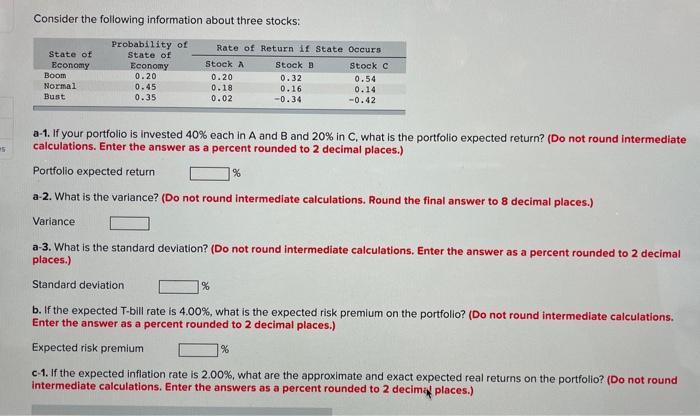 Solved Consider the following information about three | Chegg.com