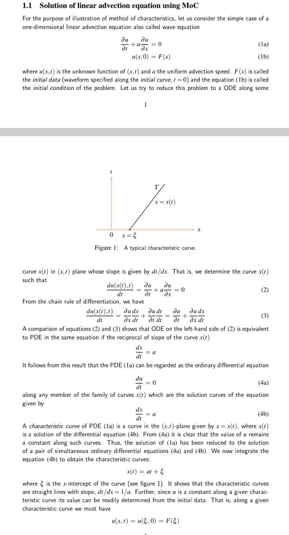 Solved 1.1 Solution of linear advection equation using MoC | Chegg.com