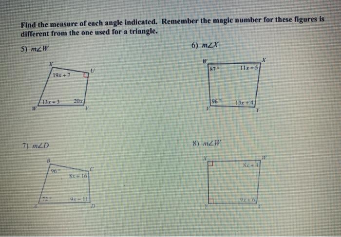 Solved Find The Measure Of Each Angle Indicated. Remember | Chegg.com