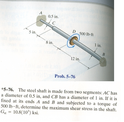 The steel shaft is made from two segments AC has a