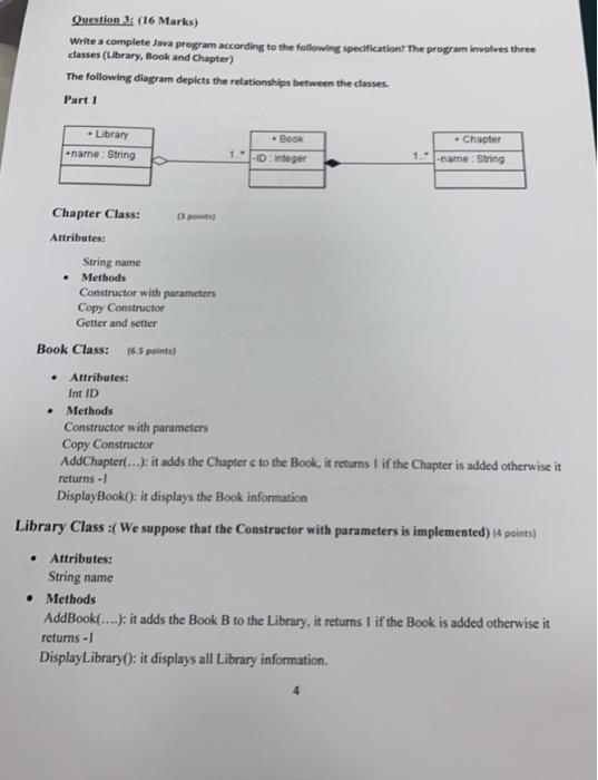 Solved Question 3: ( I 6 Marks) Write a complete Java | Chegg.com