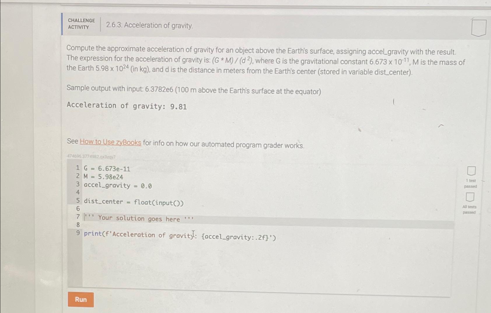 Solved CHALLENGEACTIVITY26.3: Acceleration of | Chegg.com