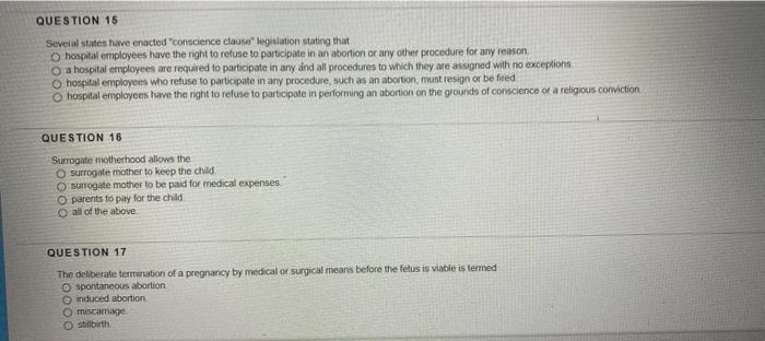 QUESTION 15 Several states have enacted 