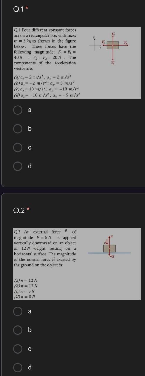 Solved Q 1 F Q 1 Four Different Constant Forces Act On A Chegg Com