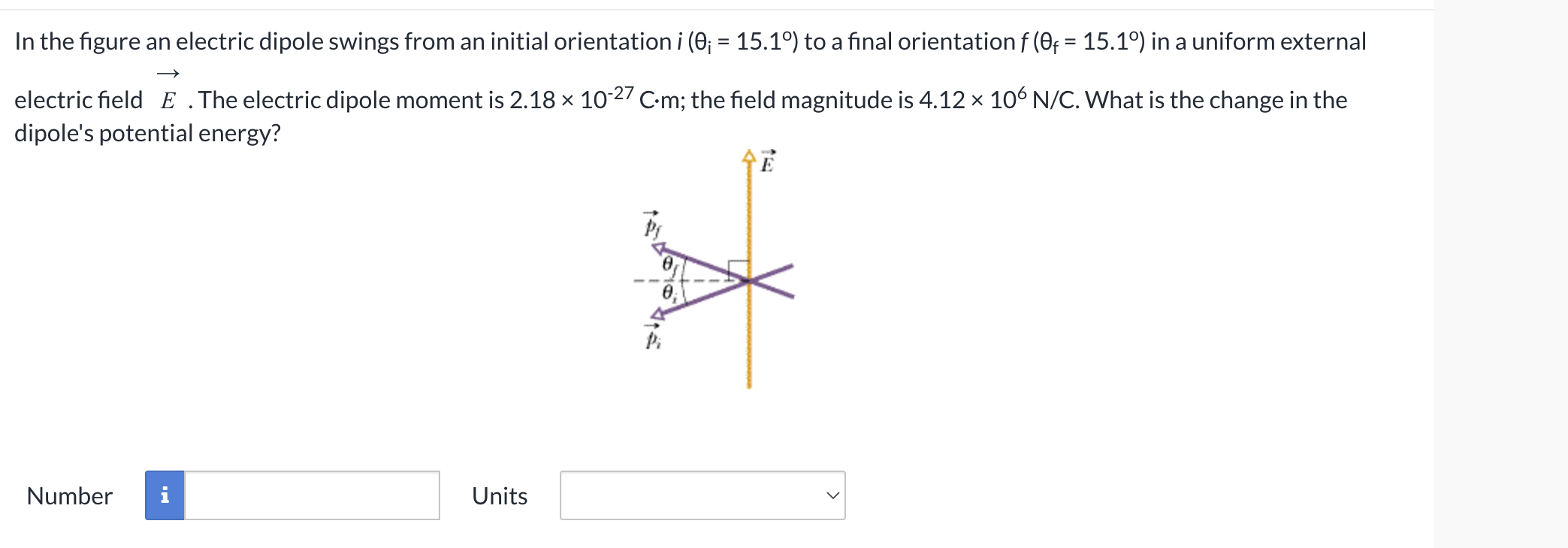 Solved In ﻿the figure an ﻿electric dipole swings from an | Chegg.com
