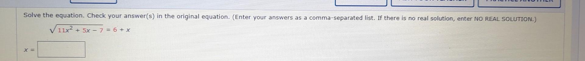Solved Solve the equation. Check your answer(s) in the | Chegg.com