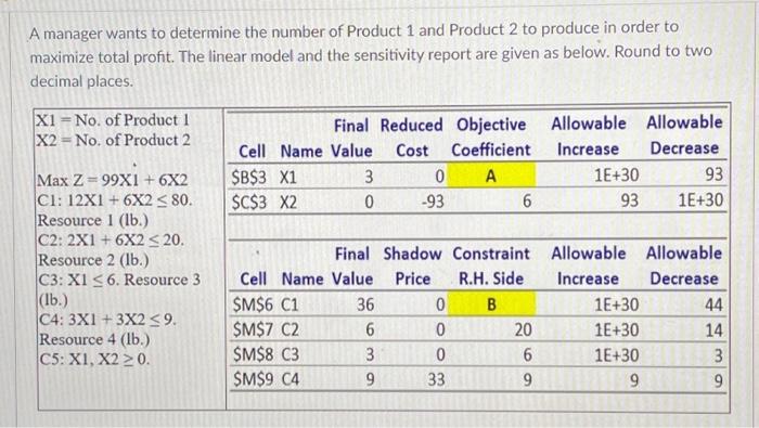 Solved A Manager Wants To Determine The Number Of Product 1 | Chegg.com