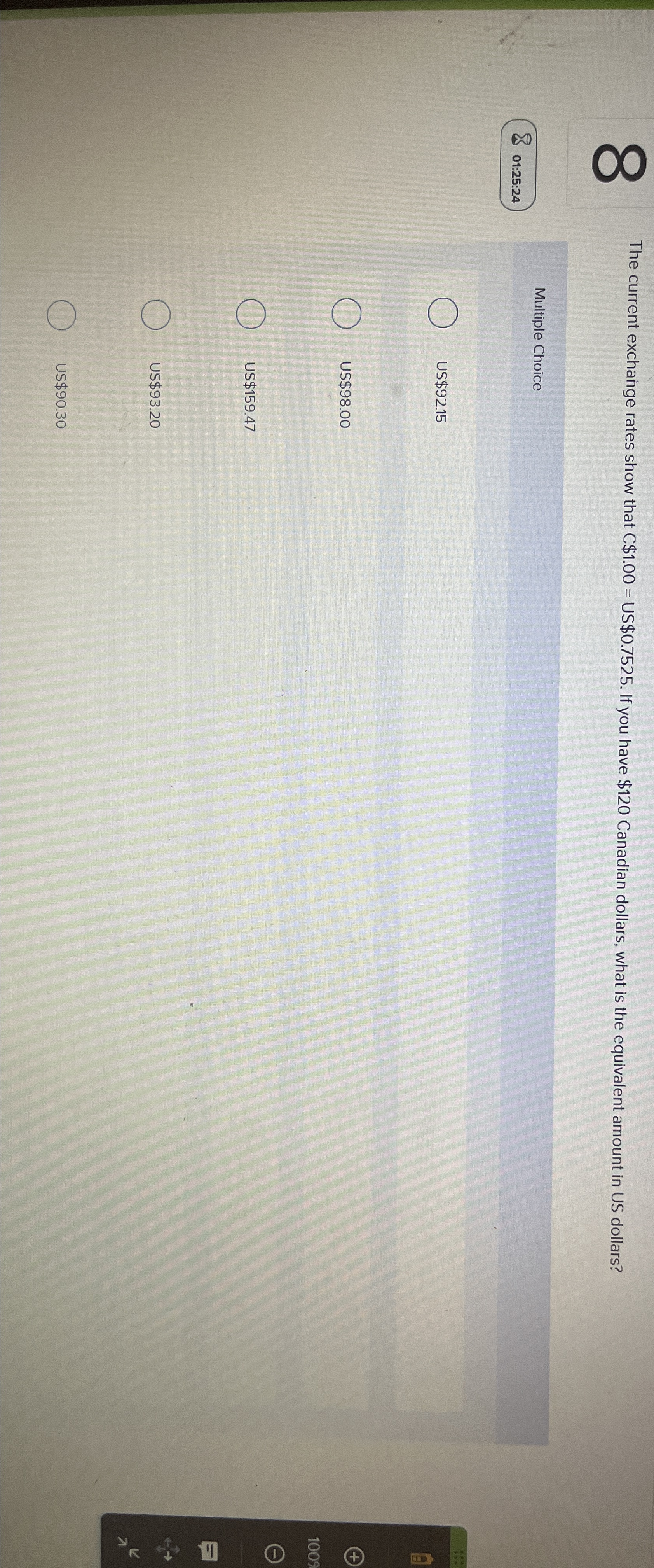 Solved The current exchange rates show that C$1.00= ﻿US | Chegg.com